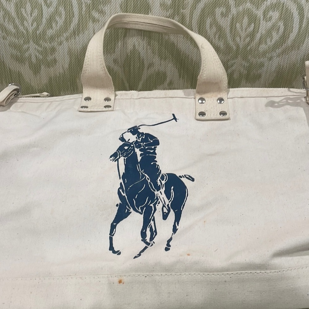 Polo by Ralph Lauren Cream and Blue Travel Bag